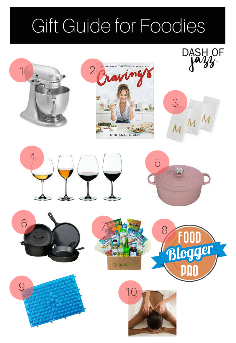 Practical inspiration for your holiday gift-giving to the foodies in your life. Check out this gift guide for foodies then check them off your list! by Dash of Jazz