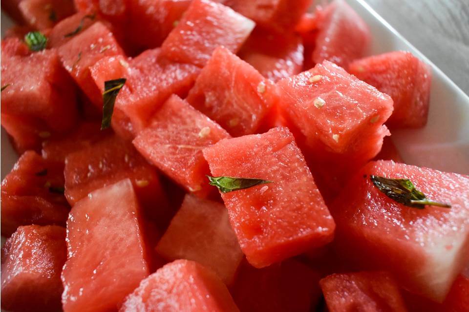 close up of margarita-infused watermelon