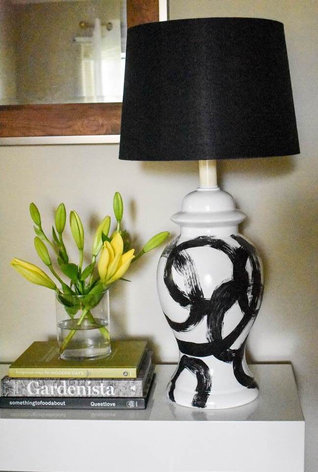 Easy DIY Brushstroke Lamp Tutorial--get the look of an expensive brushstroke lamp for a fraction of the price in 6 easy steps! Dash of Jazz