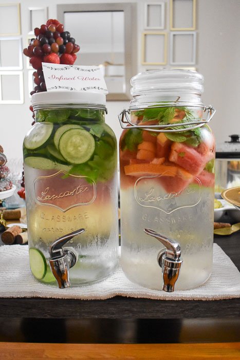 clear dispensers of fruit infused water