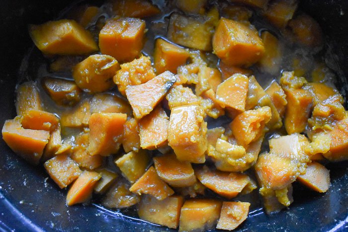 candied sweet potatoes in slow cooker.