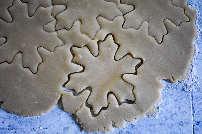 tahini sugar cookies cut out of rolled out dough