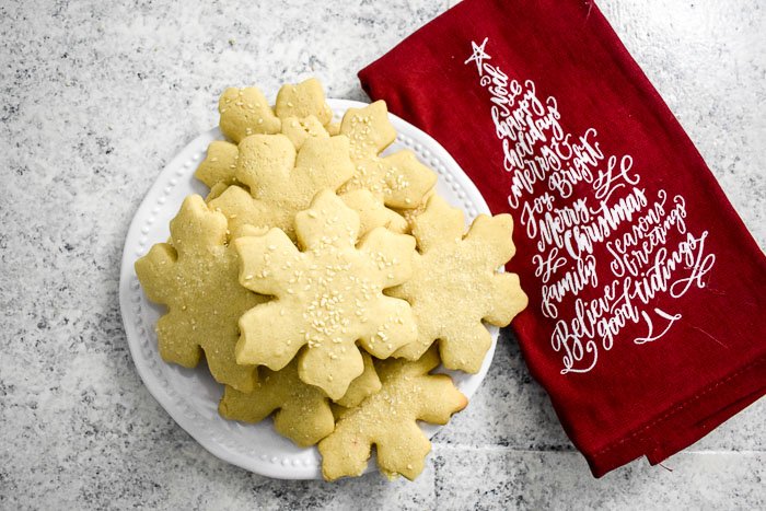 decorated tahini sugar cookies on a plate