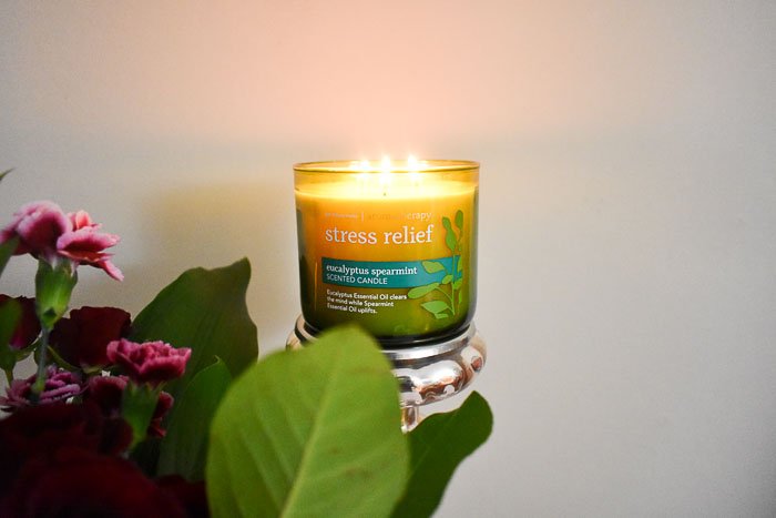 lit stress relief candle