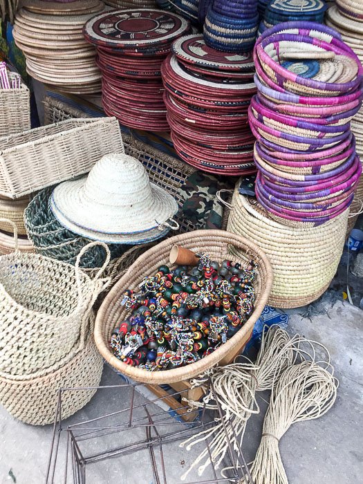 woven goods for sale at Lekki Market, Lagos, Nigeria
