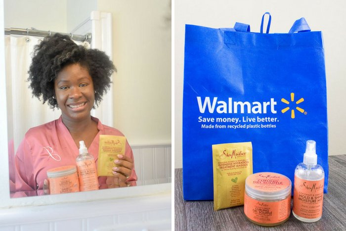 Dash of Jazz holding shea moisture haircare products available at Walmart