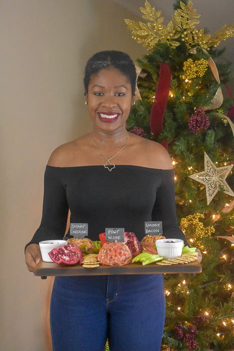 Dash of Jazz holding holiday cheese board