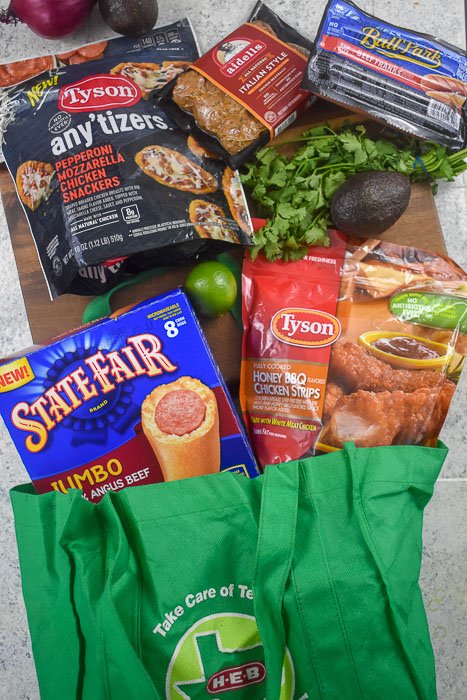 HEB reusable shopping bag full of groceries