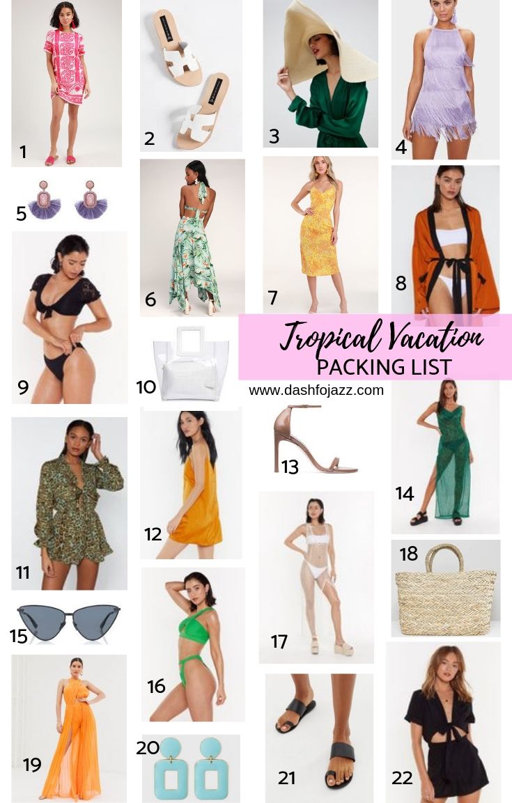 Tropical Vacation Visual Packing List