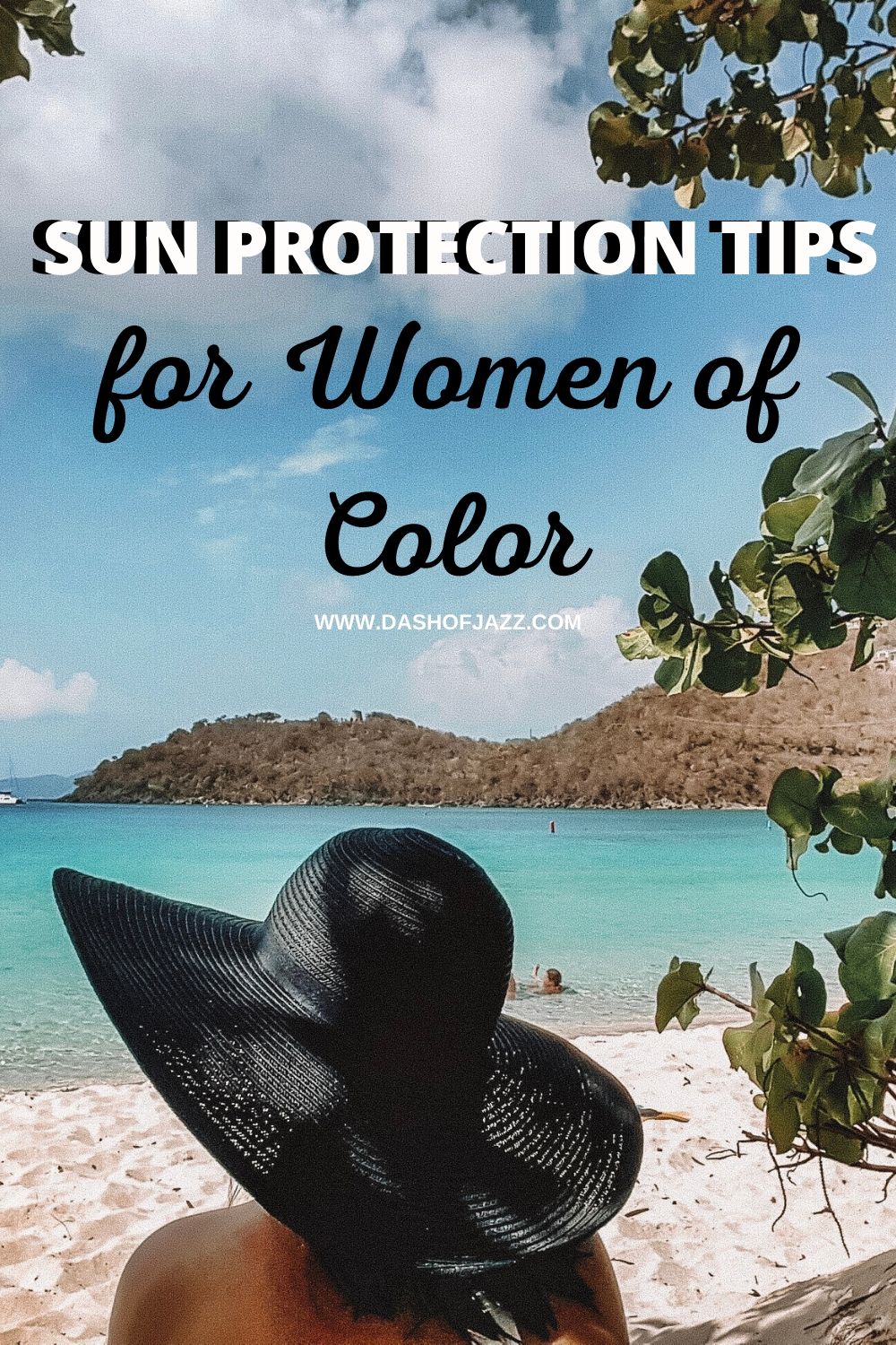 woman wearing sun hat to protect her melanin