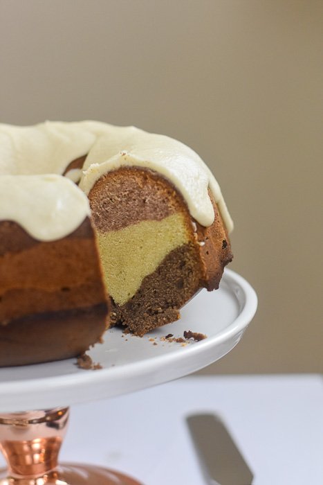 frosted three layer pound cake.