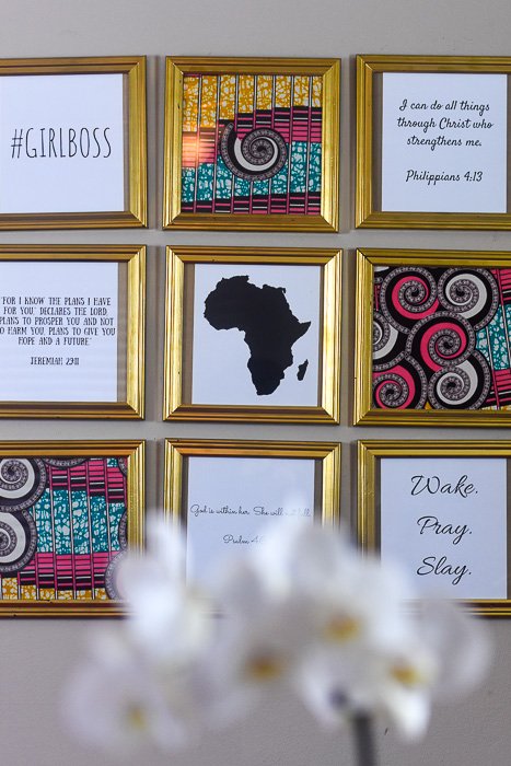 glam girl boss gallery wall in Dash of Jazz home office