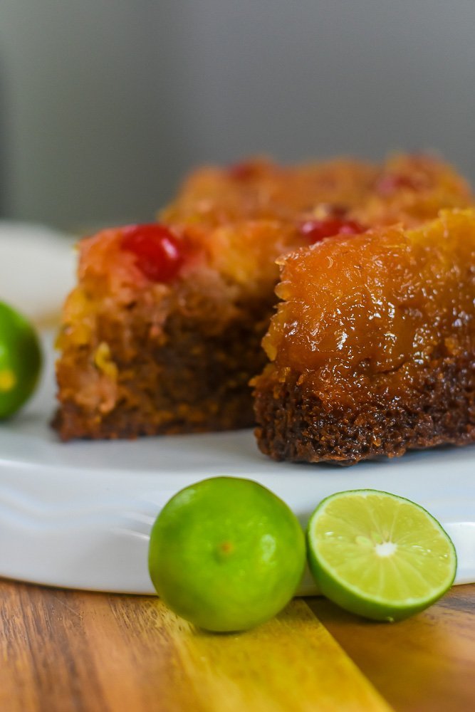 slices of key lime pineapple upside down cake