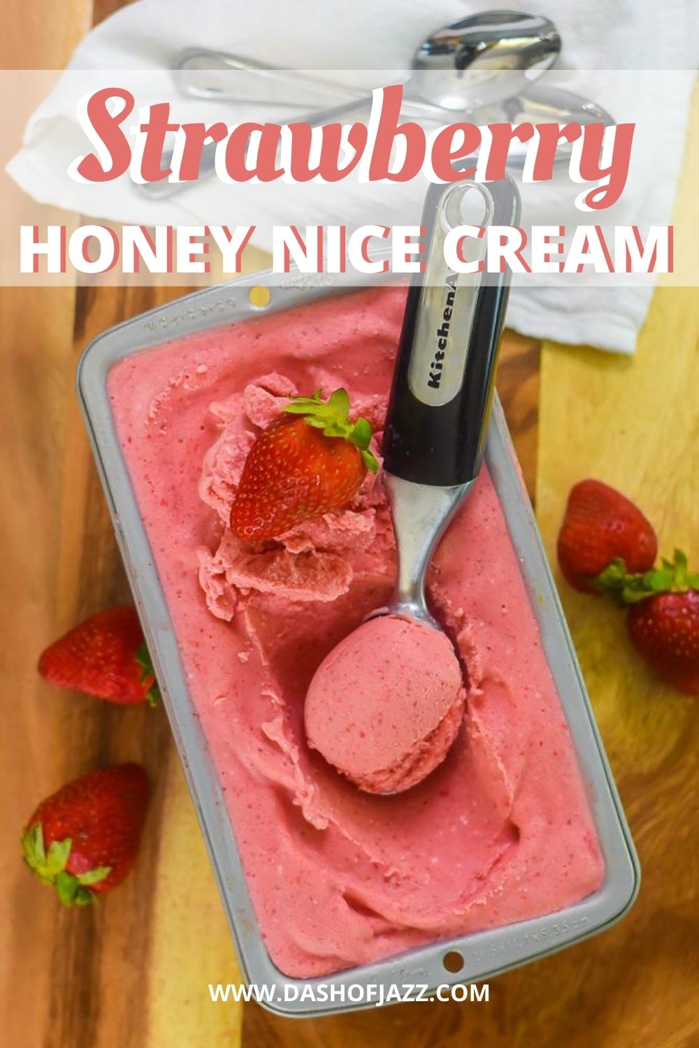Strawberry Nice Cream with Honey (Dairy-Free)