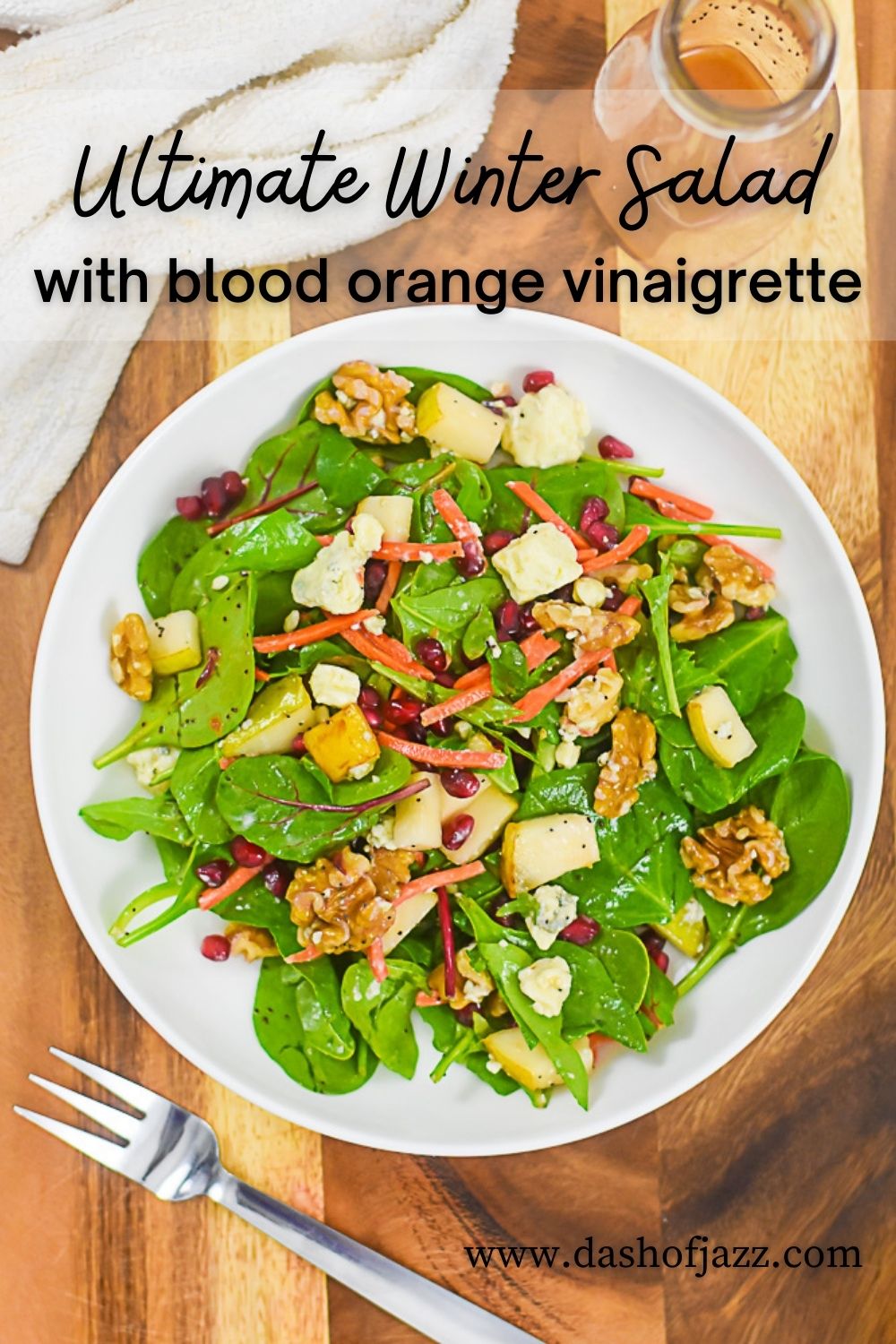 Super Greens Winter Salad with Blood Orange Poppy Seed Dressing