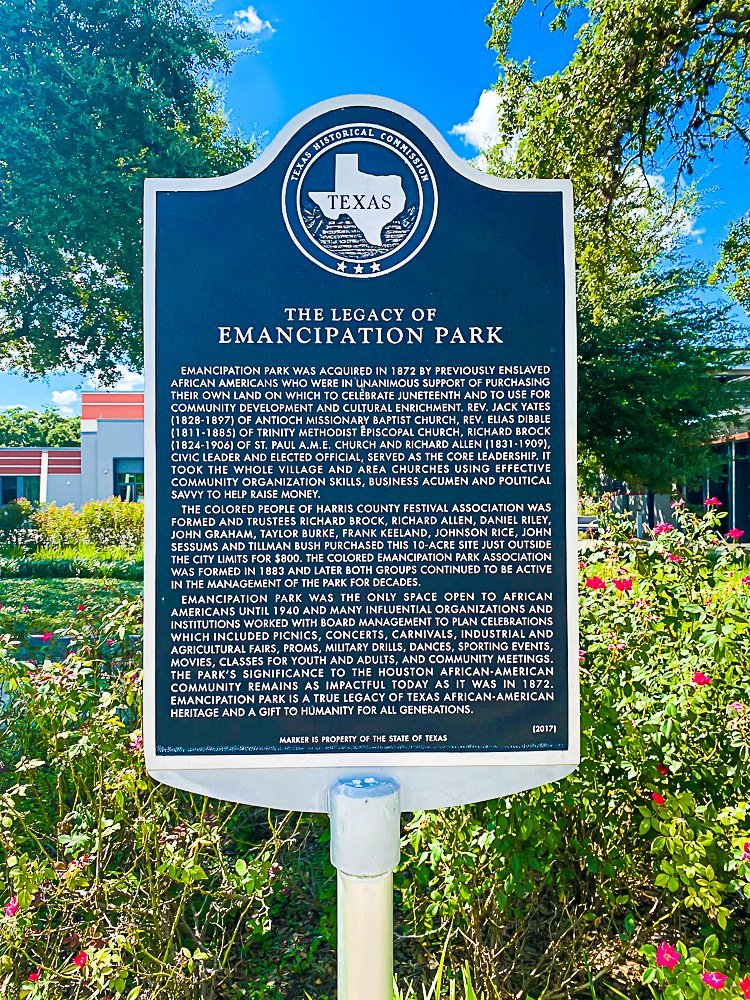 Emancipation Park historical marker.