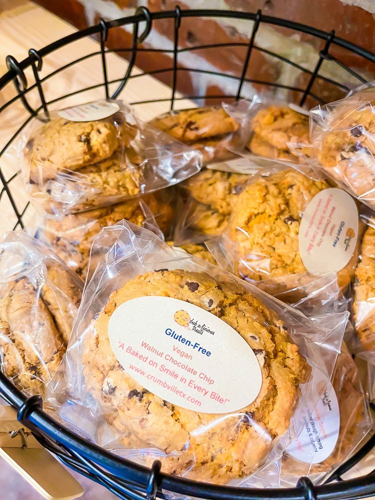 wrapped gluten-free cookies at Crumbville, TX Bakery.