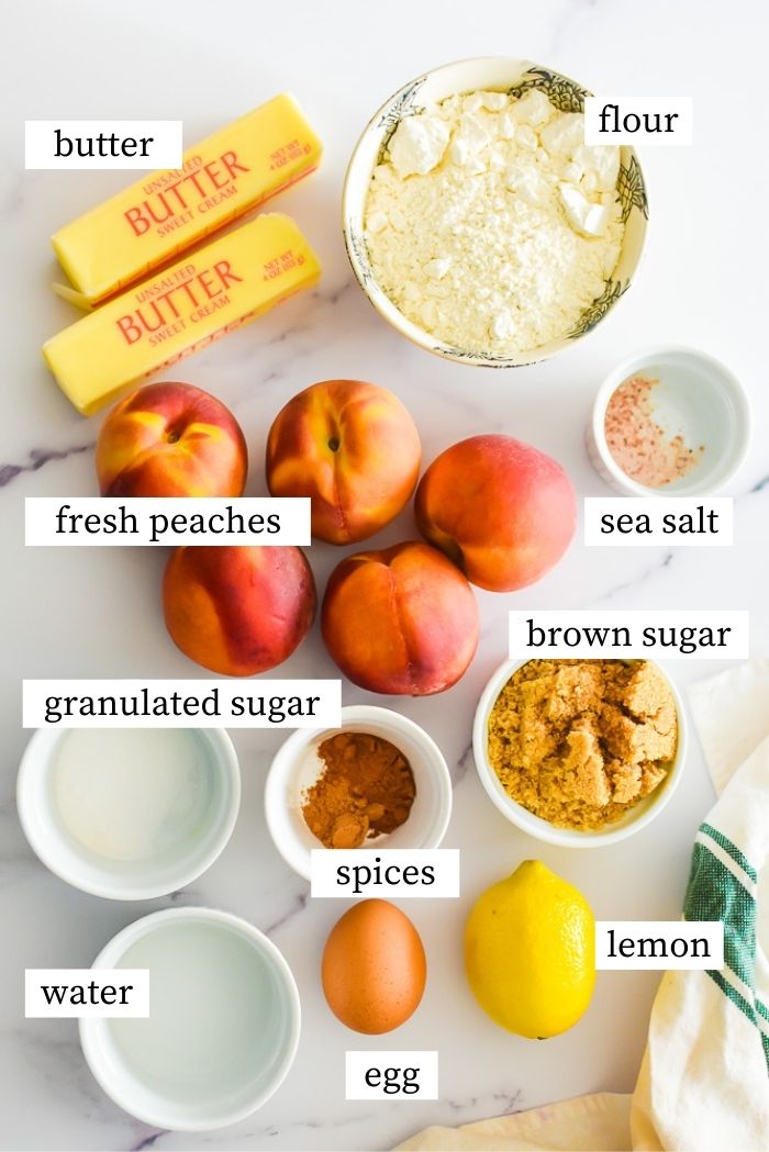 ingredients for Aunt Georgia's peach cobbler.