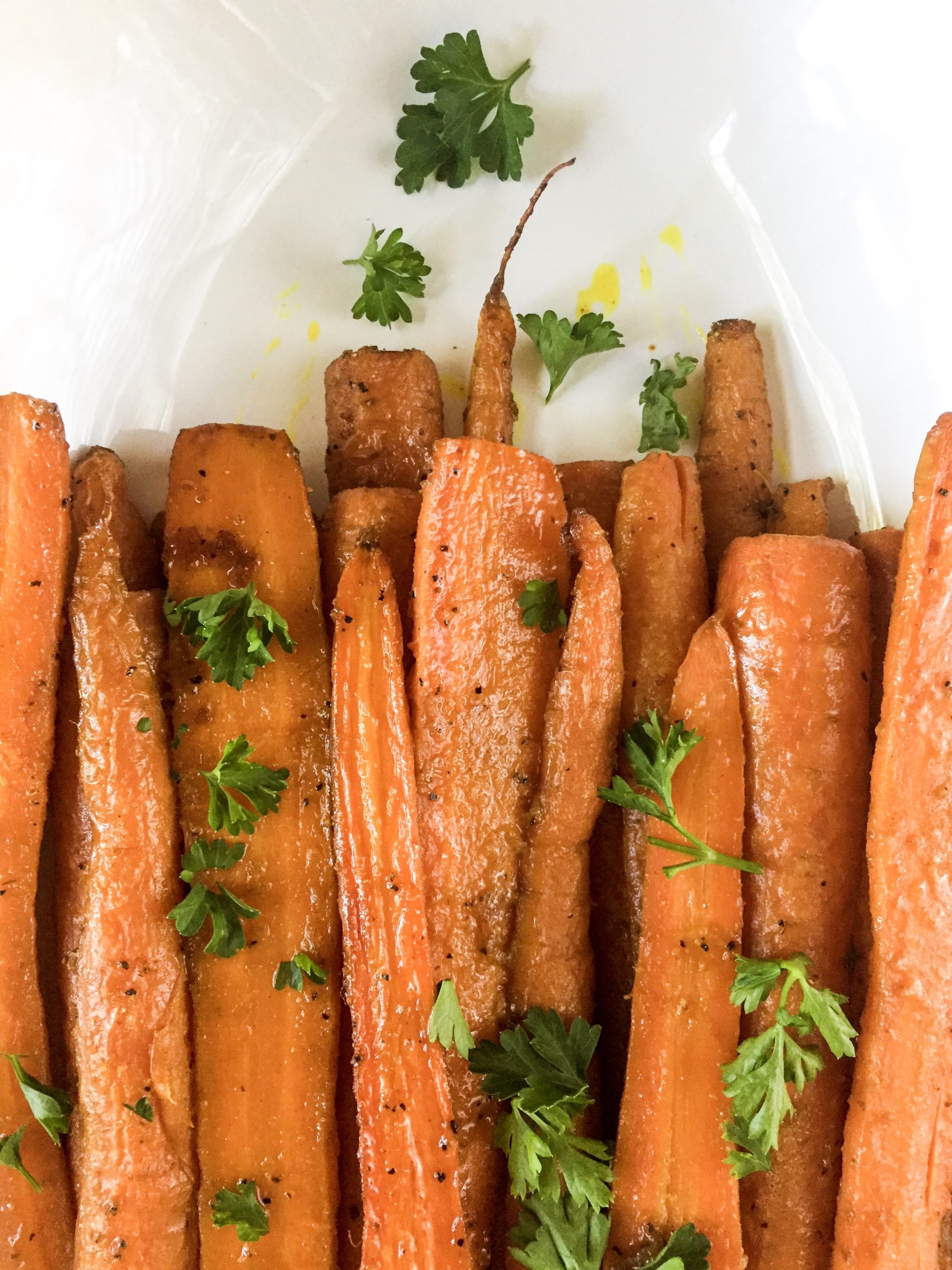 roasted carrots spiced and garnished.