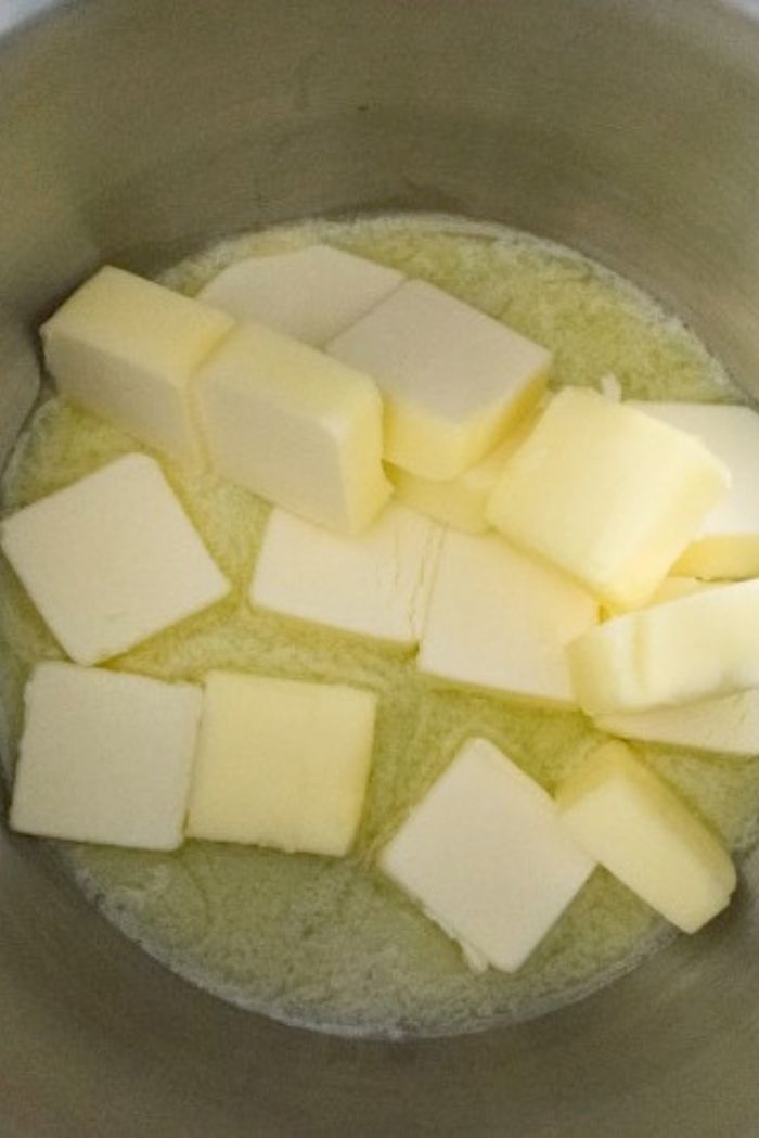 butter melting in saucepan.