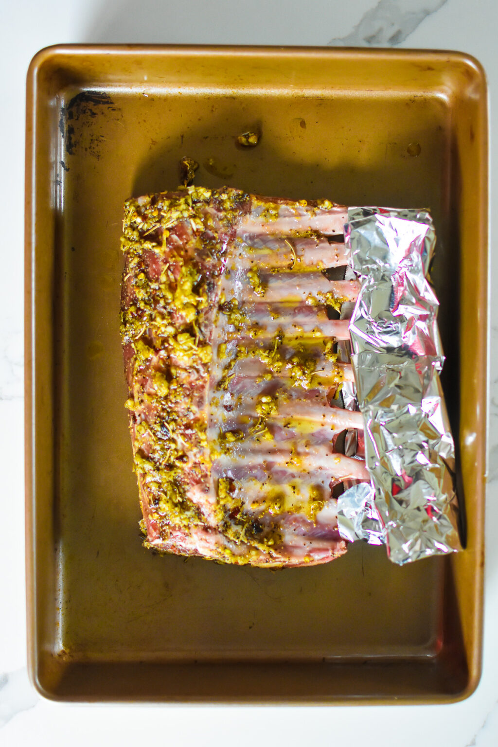 Frenched Rack Frenched Rack of Lamb Recipe with Mint Chimichurri - Dash of Jazz